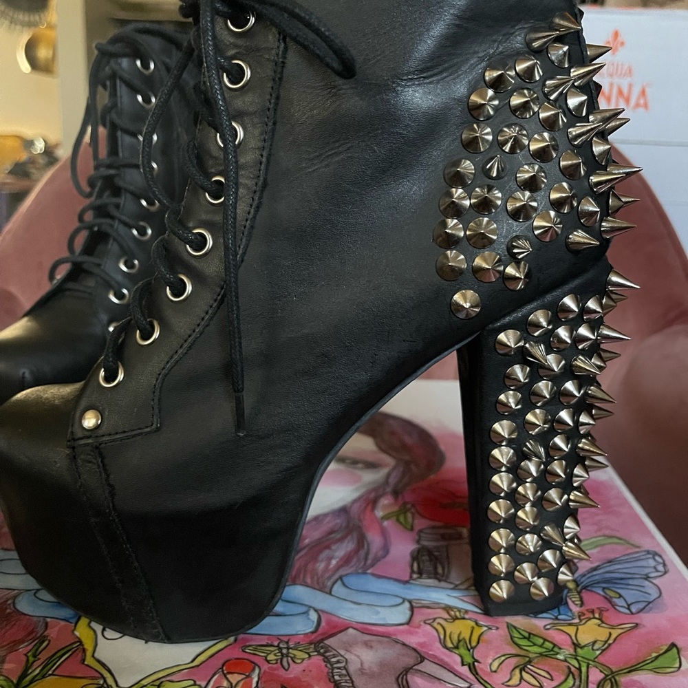 Jeffrey Campbell Black Platform Boots with Silver Studs - Picture 8 of 11